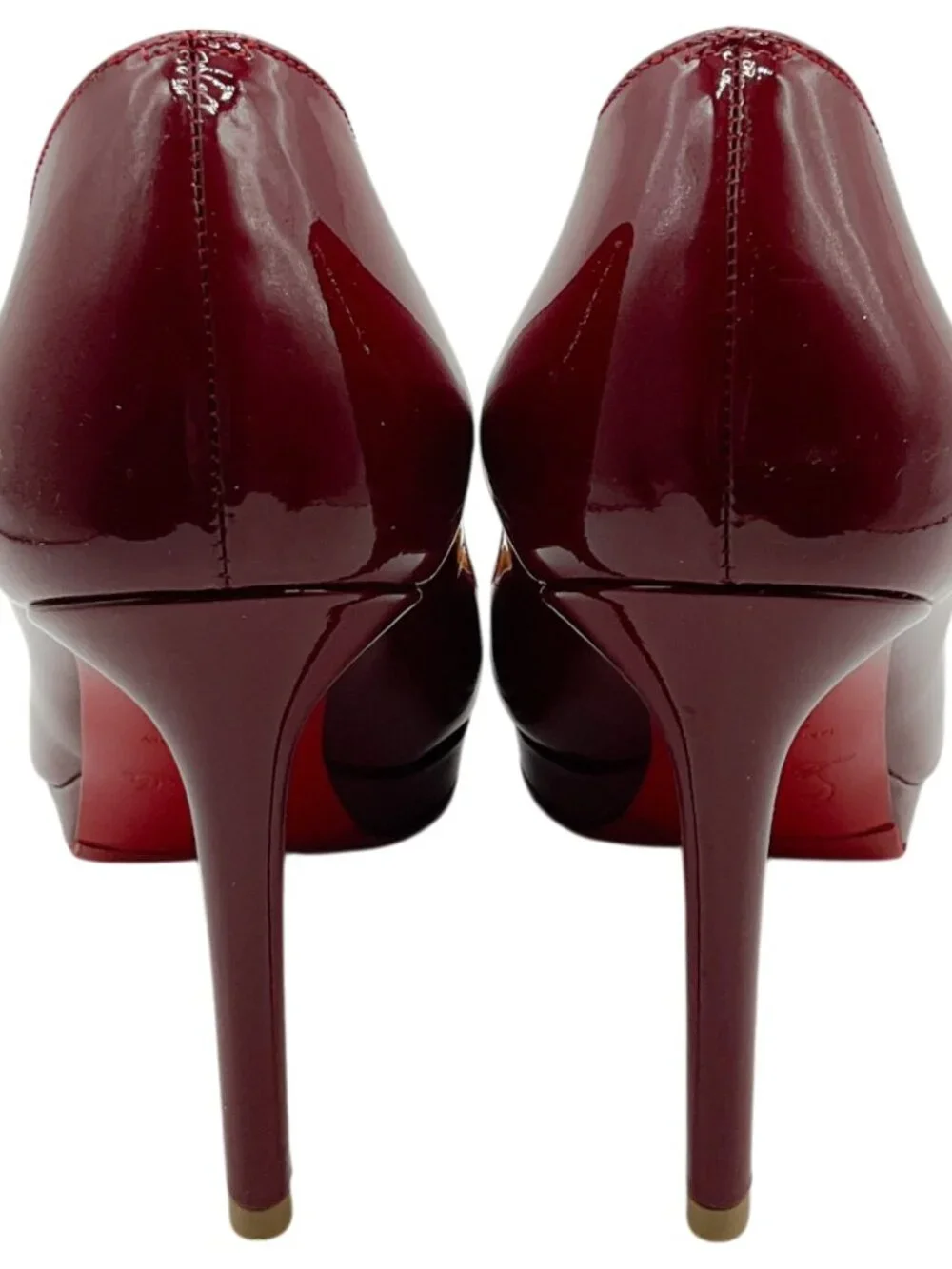 Christian Louboutin Dark Red Patent Leather Pigalle Plato Platform Pumps